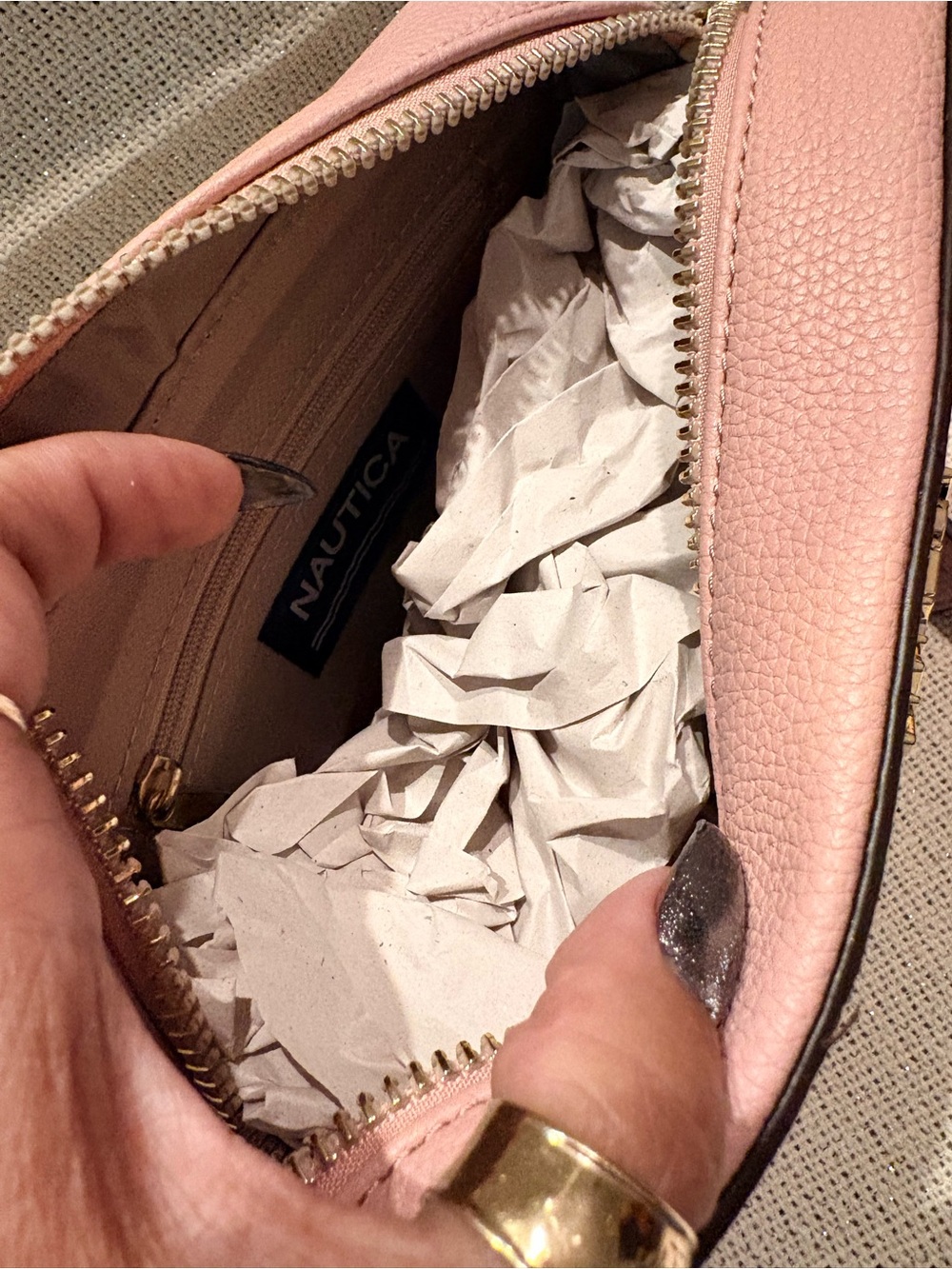 Nautica Blush Light Pink Woven Crossbody Bag - Picture 6 of 11